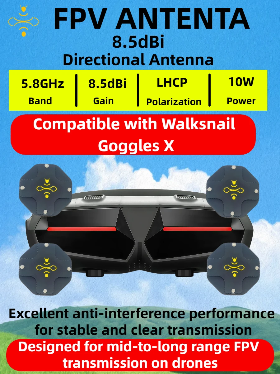 8.5dBi High Gain LHCP 5.8GHz D - Drone Racing Goggles avaliação e preço