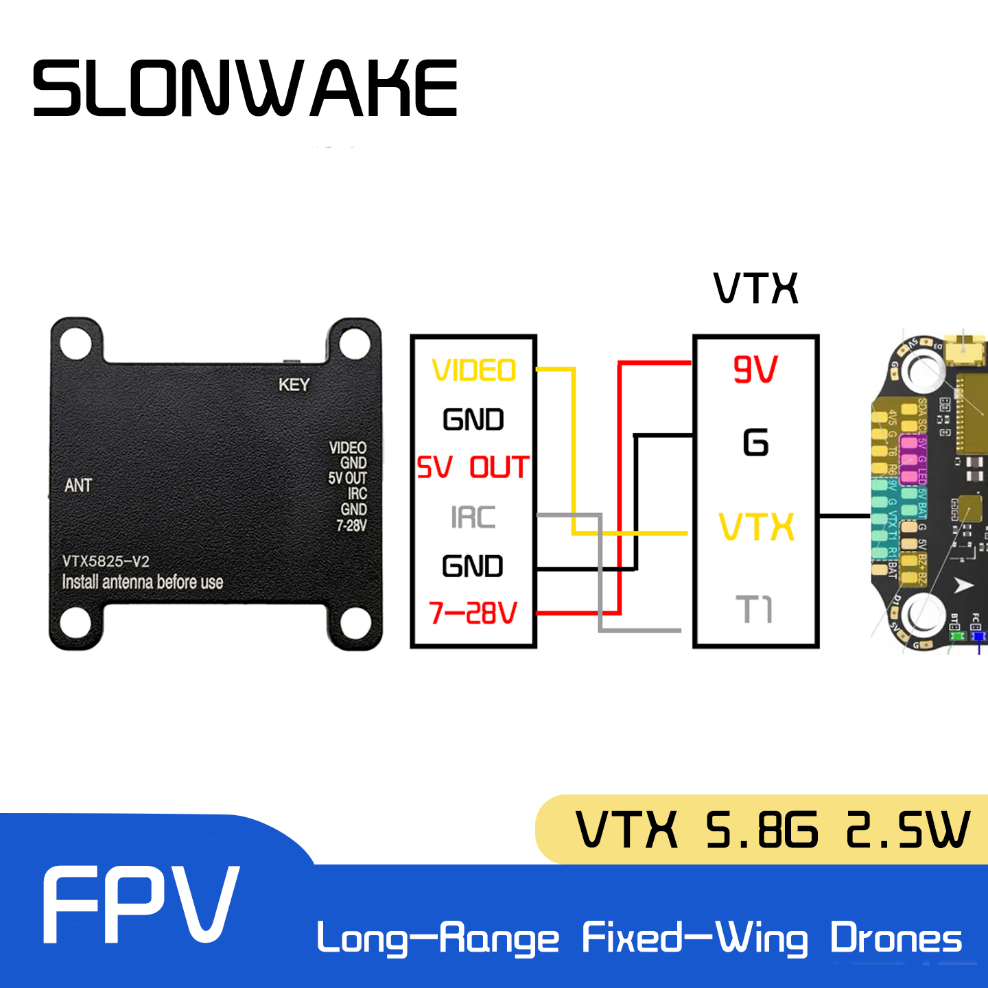 SLONWAKE 5.8G 48CH FPV Transmi - Drone Racing Vtx avaliação e preço