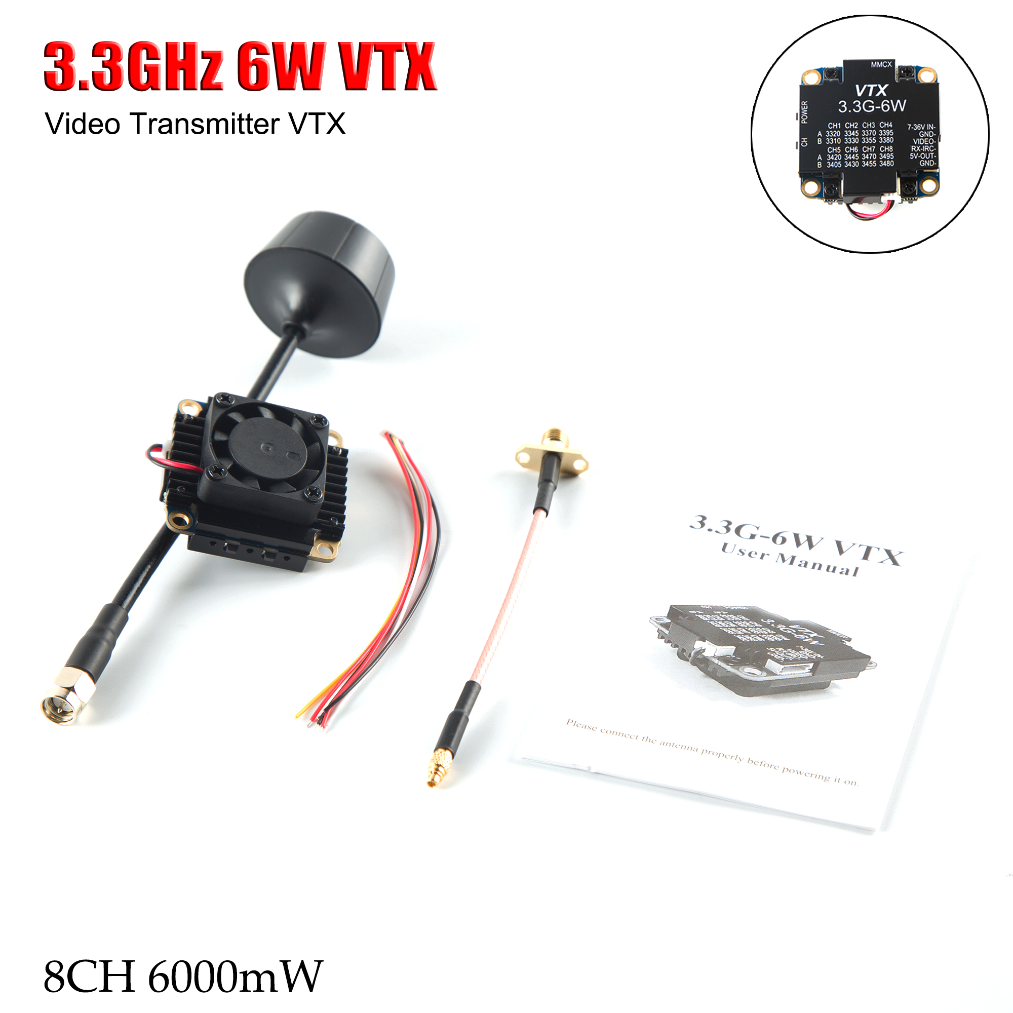 FPV Video Transmitter 3.3G 6W  - Drone Racing Vtx avaliação e preço
