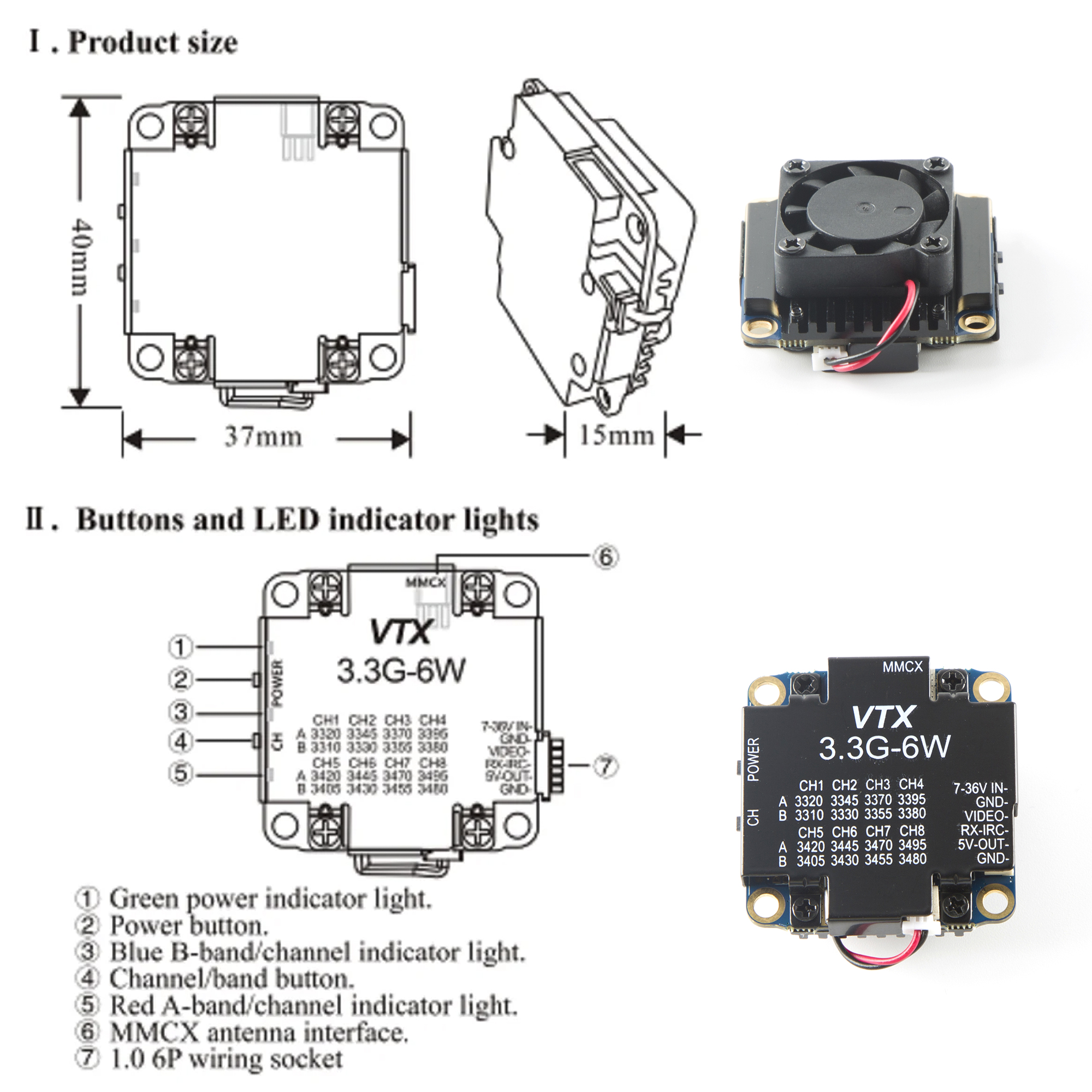 FPV Video Transmitter 3.3G 6W  - Drone Racing Vtx avaliação e preço